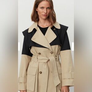 NWT 2nd day Two-Tone Black and Tan Trench Coat